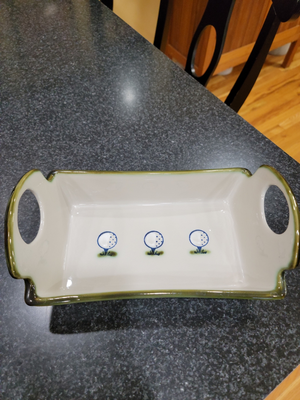 Vintage Louisville Stoneware Golf Ball Tee Ceramic Bread Basket Dish Tray